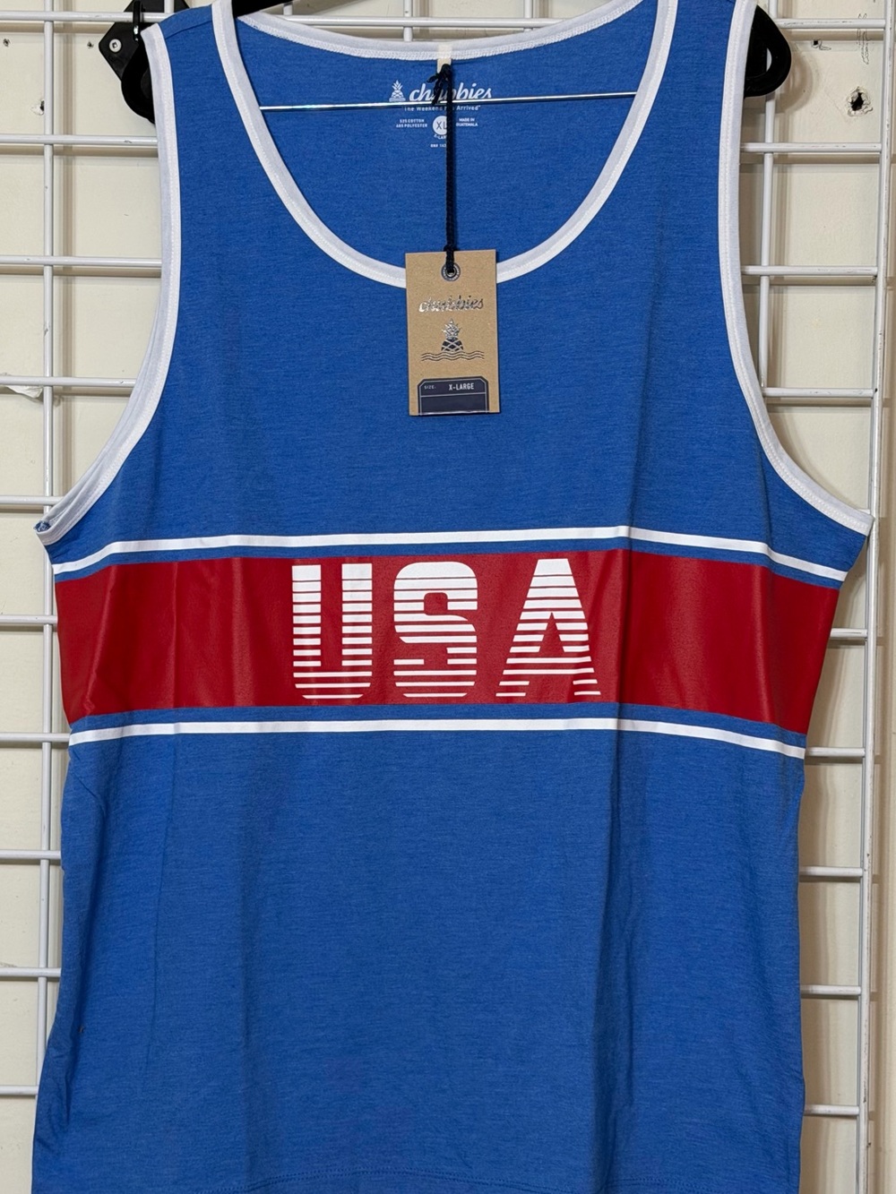 Chubbies Tank Top Men’s X-Large  Blue Sleeveless Beach Stars And Stripes USA NWT
